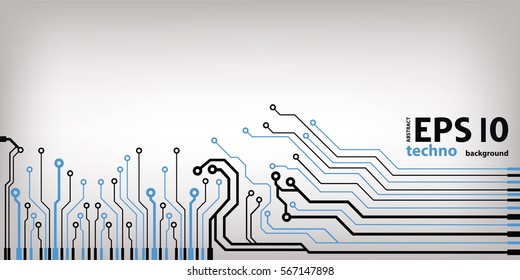 Abstract vector background with high tech circuit board. Microchip background vector illustration