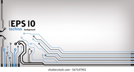 Abstract vector background with high tech circuit board. Microchip background vector illustration
