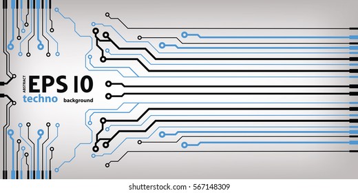 Abstract vector background with high tech circuit board. Microchip background vector illustration