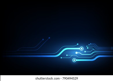 abstract vector background with high tech blue circuit board.