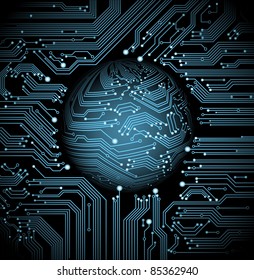 Abstract  Vector Background With High Tech Circuit Board