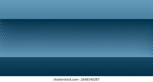 Vetor de fundo abstrato com faixas horizontais em diferentes tons de azul. A faixa central apresenta padrões de linha diagonal sutil nas bordas esquerda e direita