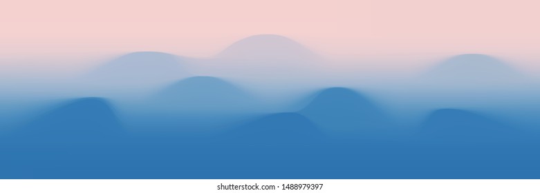 Abstract vector background. Imitation of a mountain landscape, hills in the fog, the color of dawn. Gradient mesh, EPS10.