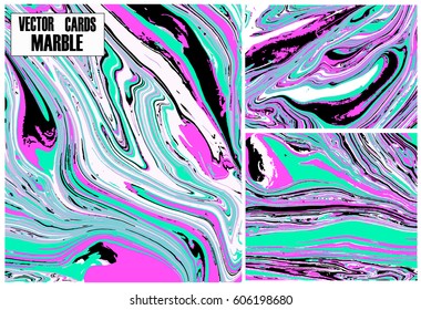 Abstract vector background. Ink marble texture. Ebru art in purple, turquoise, black and white color. Sumingashi waves.