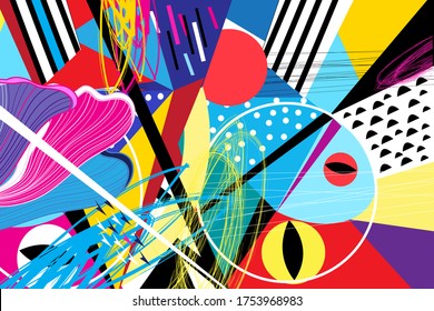 Abstract vector background with interesting geometric objects and shapes.