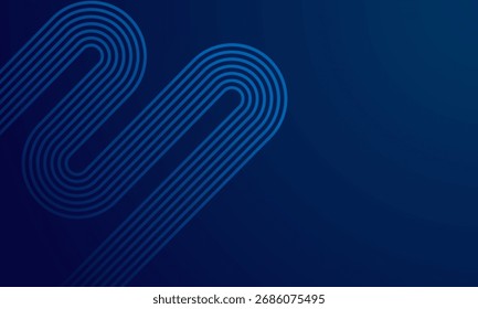 abstrakter Vektorhintergrund mit geschichteten, gekrümmten blauen Streifen, die einen modernen, minimalen futuristischen Designstil schaffen