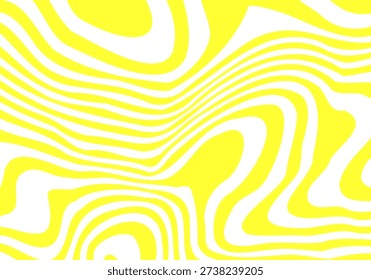 Abstract vector background with lemon yellow wavy lines on white, sunny topographic pattern or organic texture.