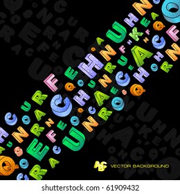 Resumen de fondo vectorial con mezcla de letras. Ilustración vectorial.