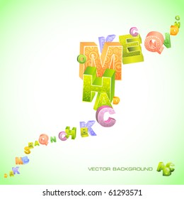 Abstract vector background with letters. Vector illustration.