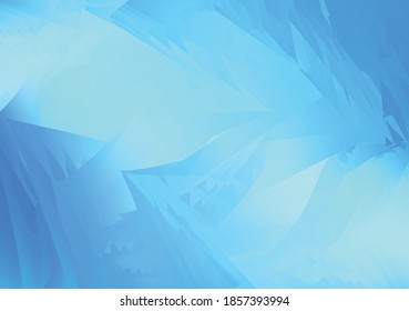 Abstract vector background in light blue and teal colors. Dynamic diagonal composition of edgy shapes. Frosty pattern. Ice glacier texture.