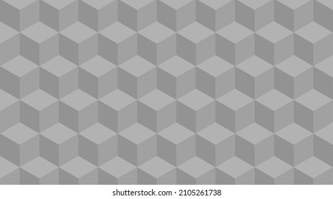 Abstract vector background of light grey 3D cubes stacked on each other to create dimension. Seamless pattern. Modern, business, corporate background. Copy space.