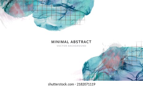 Abstrakter Vektorhintergrund mit Linien-Kunstdesign und handgezeichnet Aquarellillustrationen, minimalistische Blumen- und Grunge- oder Alkoholfarbskizzen, universelles Bild für Unternehmen und für Printmedien