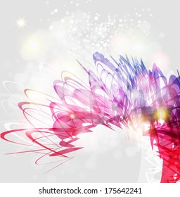 Abstract vector background with lines and flashes