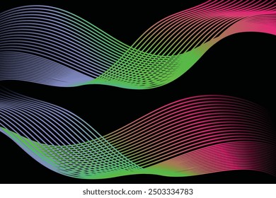 Abstract vector background lines with futuristic neon waves, dynamic motion, and smooth gradients
