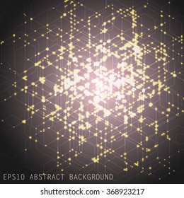Abstract vector background. Lines and glowing intersections. Communication concept.