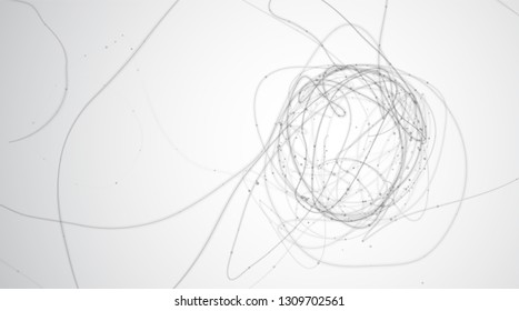 Abstract vector background of lines and points, curved beautiful shapes.