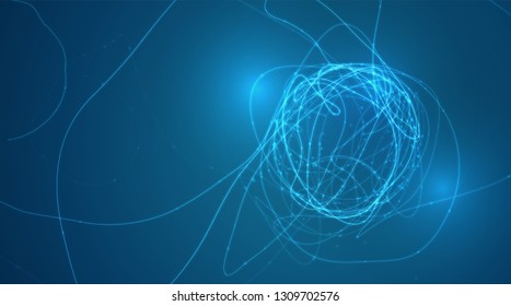Abstract vector background of lines and points, curved beautiful shapes.
