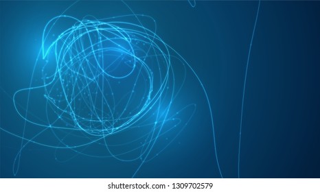 Abstract vector background of lines and points, curved beautiful shapes.