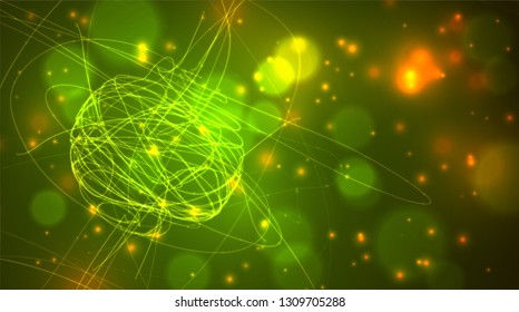 Abstract vector background of lines and points, curved beautiful shapes.