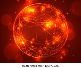 Abstract vector background of lines and points, curved beautiful shapes.