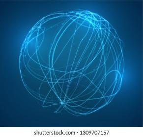 Abstract vector background of lines and points, curved beautiful shapes.