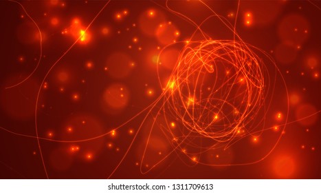 Abstract vector background of lines and points, curved beautiful shapes.