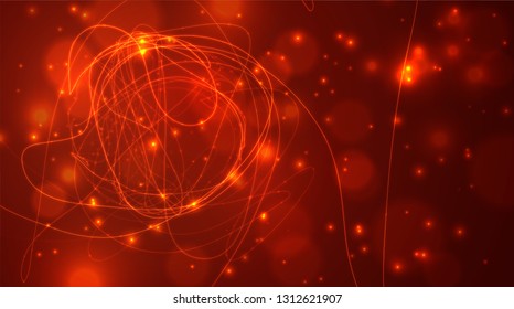 Abstract vector background of lines and points, curved beautiful shapes.
