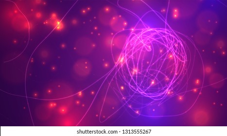 Abstract vector background of lines and points, curved beautiful shapes.