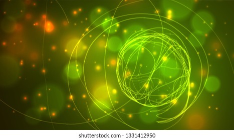 Abstract vector background of lines and points, curved beautiful shapes.