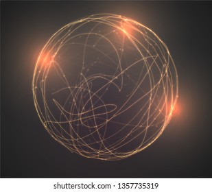 Abstract vector background of lines and points, curved beautiful shapes.