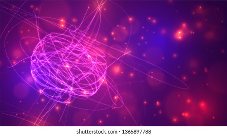 Abstract vector background of lines and points, curved beautiful shapes.