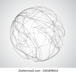 Abstract vector background of lines and points, curved beautiful shapes.