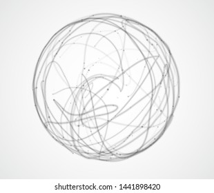 Abstract vector background of lines and points, curved beautiful shapes.