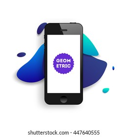 Abstract Vector Background with Liquid Bubbles. Circles Pattern with Mobile Phone Icon for Business Presentations, Application Cover or Web Site Design.