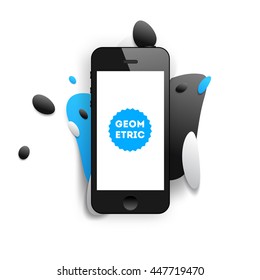 Abstract Vector Background with Liquid Bubbles. Circles Pattern with Mobile Phone Icon for Business Presentations, Application Cover or Web Site Design.