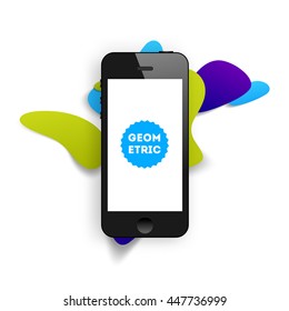 Abstract Vector Background with Liquid Bubbles. Circles Pattern with Mobile Phone Icon for Business Presentations, Application Cover or Web Site Design.