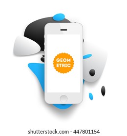 Abstract Vector Background with Liquid Bubbles. Circles Pattern with Mobile Phone Icon for Business Presentations, Application Cover or Web Site Design.