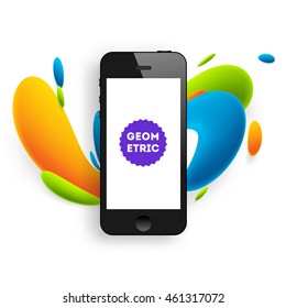 Abstract Vector Background with Liquid Bubbles. Circles Pattern with Mobile Phone Icon for Business Presentations, Application Cover or Web Site Design.