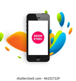 Abstract Vector Background with Liquid Bubbles. Circles Pattern with Mobile Phone Icon for Business Presentations, Application Cover or Web Site Design.