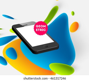Abstract Vector Background with Liquid Bubbles. Circles Pattern with Mobile Phone Icon for Business Presentations, Application Cover or Web Site Design.