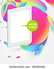 Abstract Vector Background with Liquid Bubbles. Circles Pattern with Tablet PC Icon for Business Presentations, Application Cover or Web Site Design.