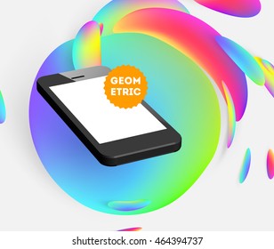 Abstract Vector Background with Liquid Bubbles. Circles Pattern with Mobile Phone Icon for Business Presentations, Application Cover or Web Site Design.