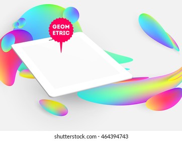 Abstract Vector Background with Liquid Bubbles. Circles Pattern with Tablet PC Icon for Business Presentations, Application Cover or Web Site Design.