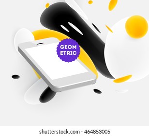 Abstract Vector Background with Liquid Bubbles. Circles Pattern with Mobile Phone Icon for Business Presentations, Application Cover or Web Site Design.