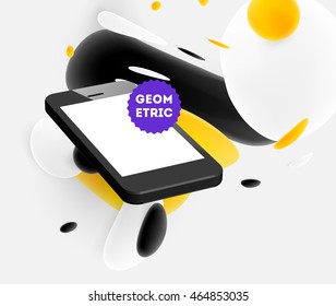 Abstract Vector Background with Liquid Bubbles. Circles Pattern with Mobile Phone Icon for Business Presentations, Application Cover or Web Site Design.