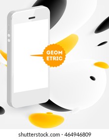 Abstract Vector Background with Liquid Bubbles. Circles Pattern with Mobile Phone Icon for Business Presentations, Application Cover or Web Site Design.
