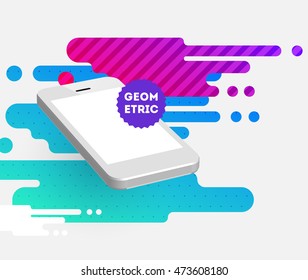 Abstract Vector Background with Liquid Bubbles. Circles Pattern with Mobile Phone Icon for Business Presentations, Application Cover or Web Site Design.