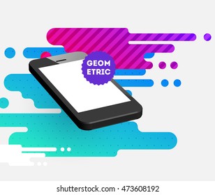 Abstract Vector Background with Liquid Bubbles. Circles Pattern with Mobile Phone Icon for Business Presentations, Application Cover or Web Site Design.