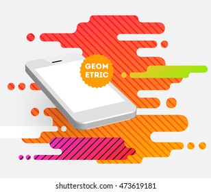 Abstract Vector Background with Liquid Bubbles. Circles Pattern with Mobile Phone Icon for Business Presentations, Application Cover or Web Site Design.