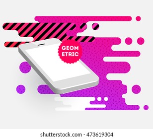 Abstract Vector Background with Liquid Bubbles. Circles Pattern with Mobile Phone Icon for Business Presentations, Application Cover or Web Site Design.